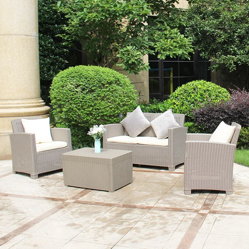 
Wholesale 4-Seater Rattan PP Injection Furniture Outdoor Garden Sofa Sets 