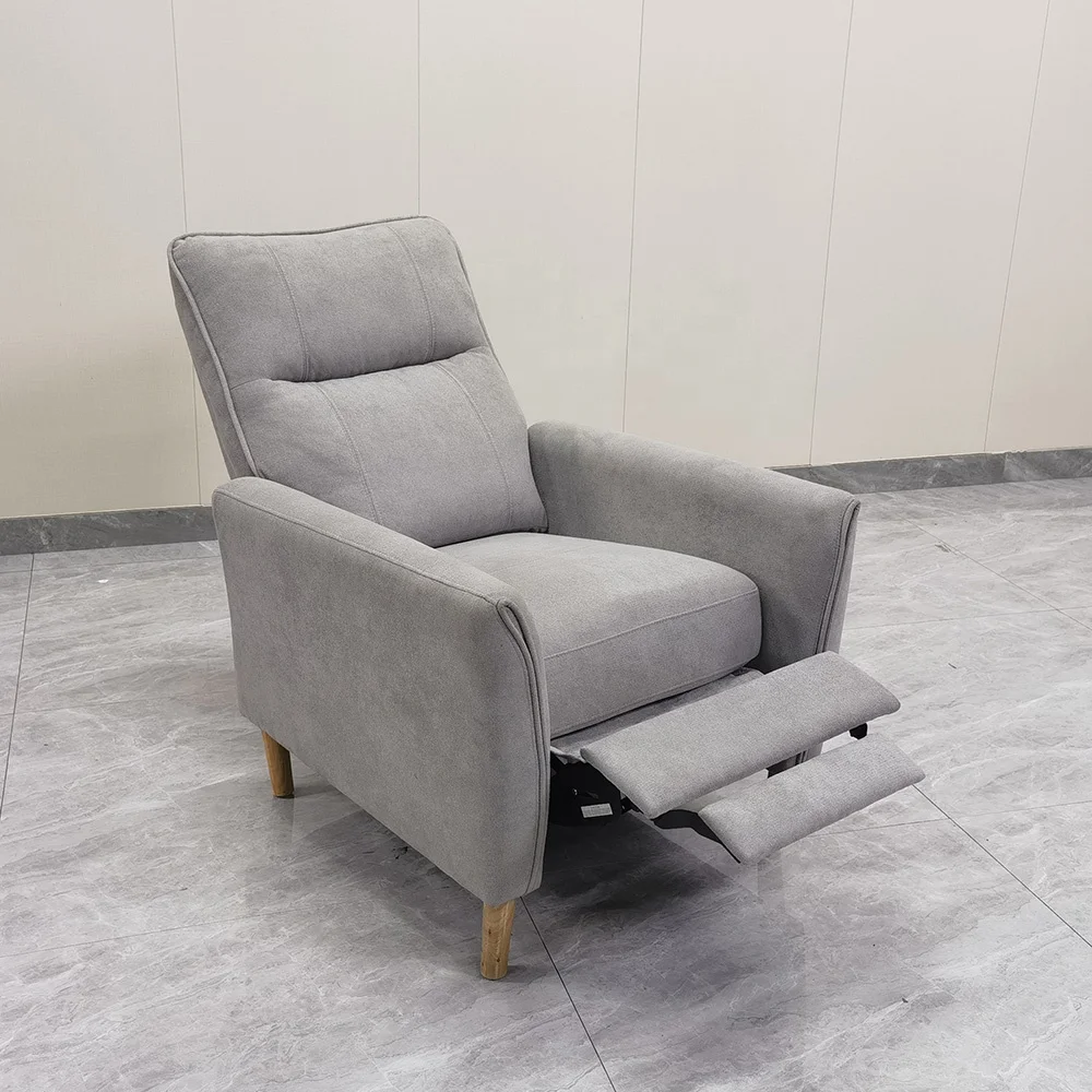 Modern Single Seat Sofa with 180 Degree Reclining 180 Minimalist Style Extendable Design Wood Frame and Fabric Upholstery