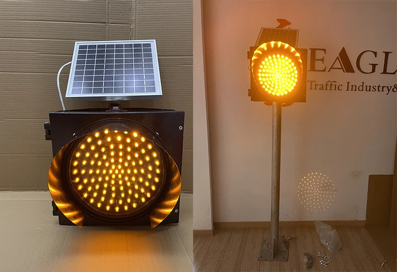 Solar Powered  Yellow LED Flashing Traffic Safety Warning light