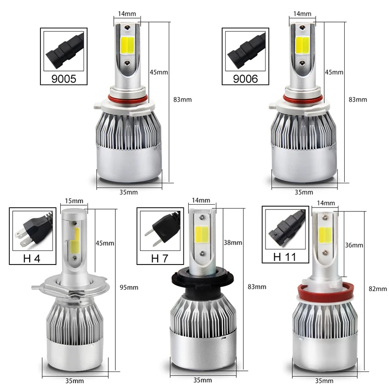 Good price Car C6 Dual Color H4  LED Headlight 72W 7600lm  H1 H3 H7 H11 9005 9006  C6 LED FOG LIGHT