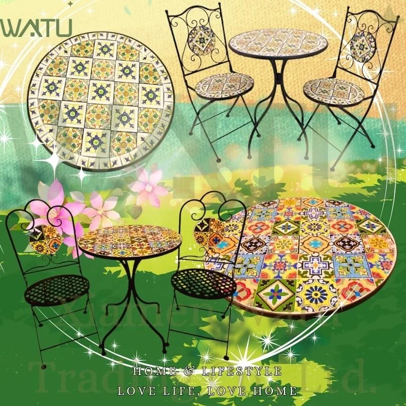 The new model has innovative new design new experience Glory Emblem personality pattern Mosaic table chair