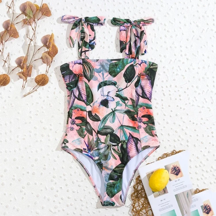 2022 Fashion Swim Wear Floral Design Sexy Bandeau Bikinis Two Piece Woman Swimwear