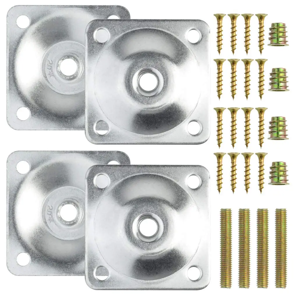 4 Sets Leg Mounting Plates with Hanger Bolts Screws Luxury Dining Table Kitchen and Dining Products Free Plating Contemporary