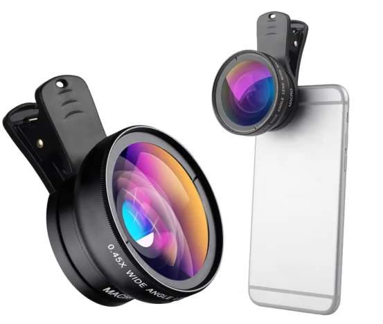 APEXEL 0.45X Wide Angle Lens 12.5X Macro Lens 2 in 1 Professional HD Cellphone Camera Lens Kit for Phone Android