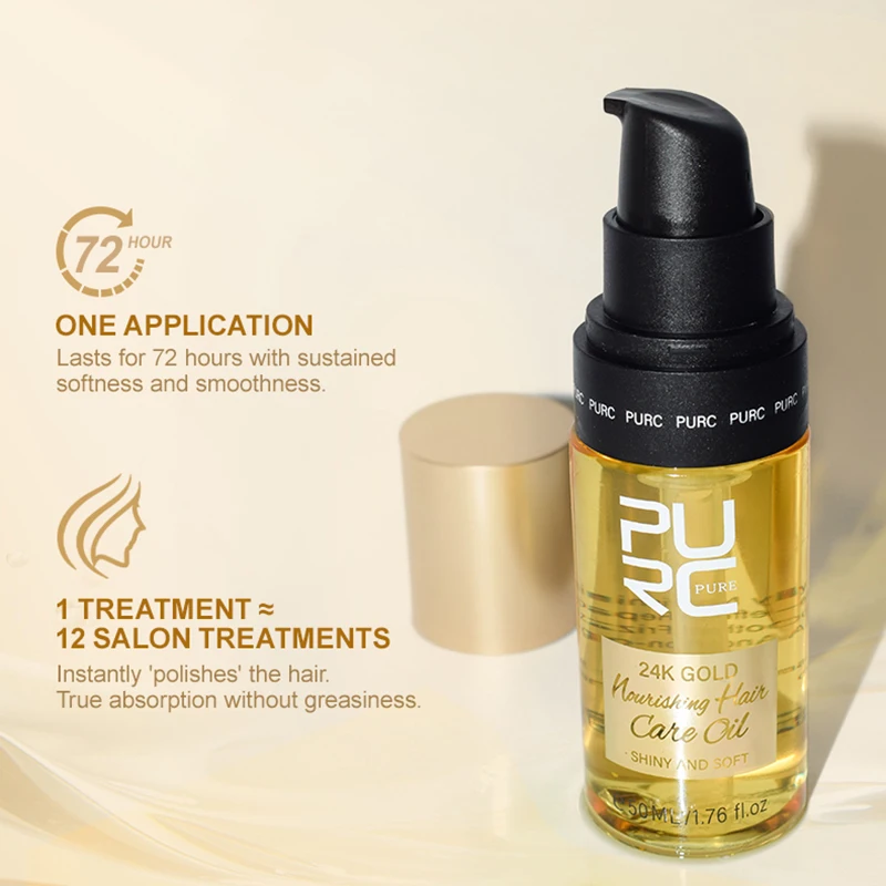 Organic 24K Nano Gold Hair Oil Silky Finish and Brilliant Shine Hair Care Oil 50ml