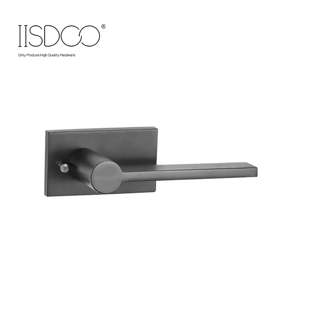 Classic black privacy childproof brass door lever handles set hardware