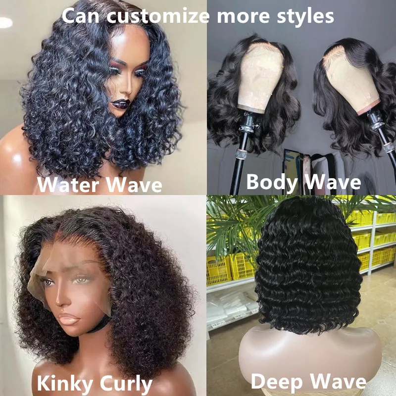 Transparent Lace Frontal Wig Afro Kinky Curly Short Bob Wigs Raw Indian Virgin Human Hair Hd Full Lace Front Wig For Black Women