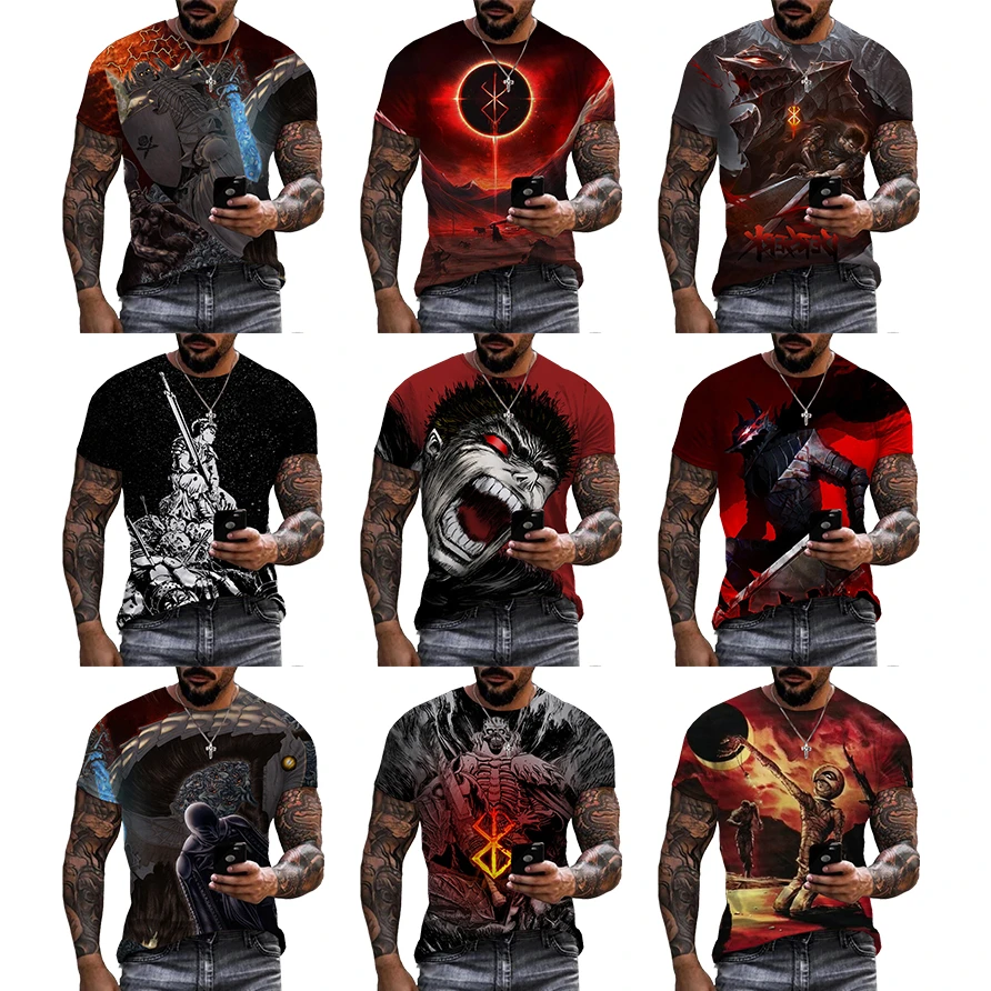 2023 New style Berserk 3D Japanese Anime shirt Printed T-shirt Digital Printing tshirt Short-sleeved Plus Size Graphic t shirt