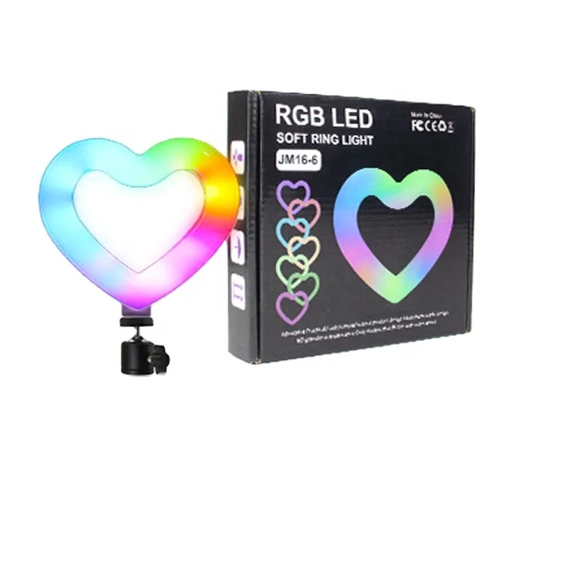 Factory Outlet RGB 6 inch heart Love shaped led selfie ring light photography beauty lamp for Youku Live Photography