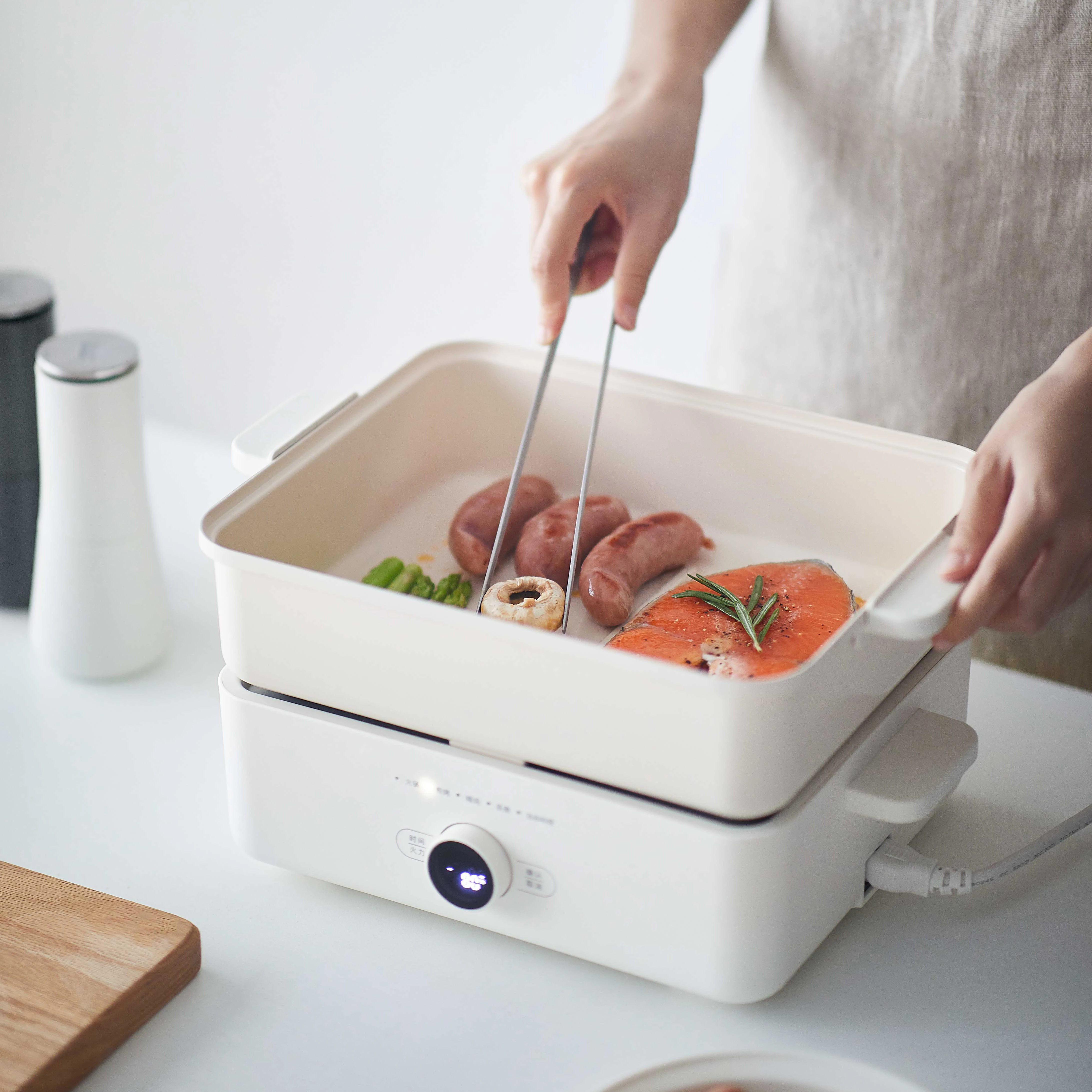 4.5L Multi-function Electric Hot Pot Non-stick Grill Pan Multipurpose Electric Cooking Pot Frying Pan With Steamer