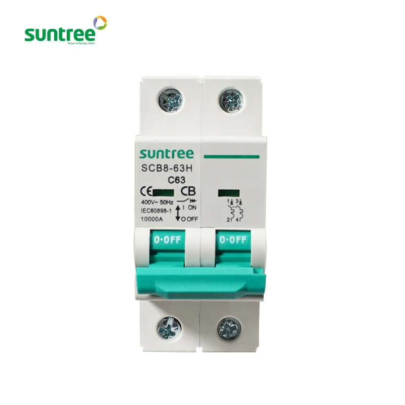 SUNTREE выключатель переменного тока 35 мм din-рейка установка 2p 400v ac 63a