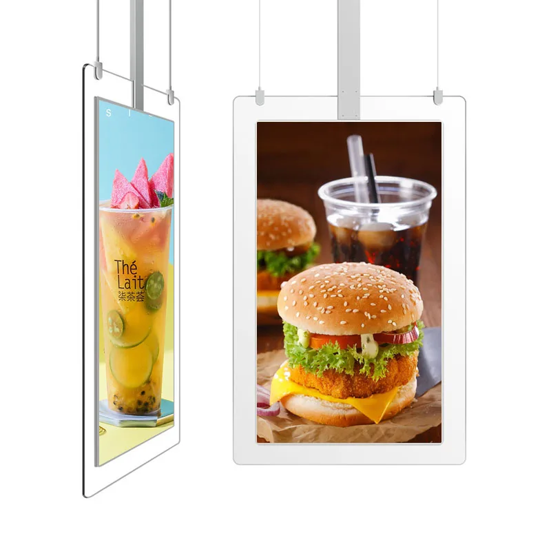 Slim Shop Window Display Sunlight Readable Dual-sided LCD Digital Display TV Monitor Screen Indoor Window Ceiling Screen