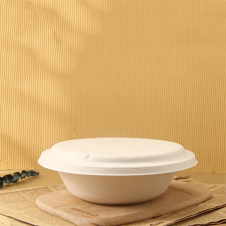 Популярная бумажная миска с бумажным покрытием, сахарный тростник, Компостируемая одноразовая миска, прикрепленная к чаше