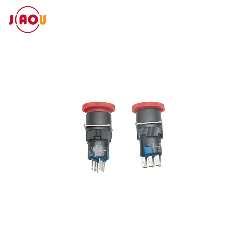 JIAOU YUEQING 16mm emergency stop 6 pin push button switch