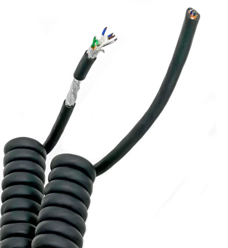 Спиральный кабель RJ45 8P8C TPU сетевой выдвижной катушка Cat5e FTP