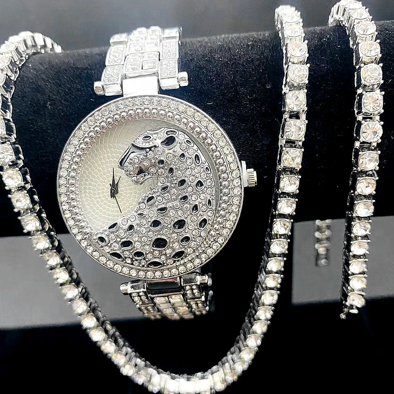 Fashion 3pcs Jewelry Sets Hip Hop Watch for men Men Watches Bracelet Set Bling Iced Out watch gift set Miami Cuban Men for Wom