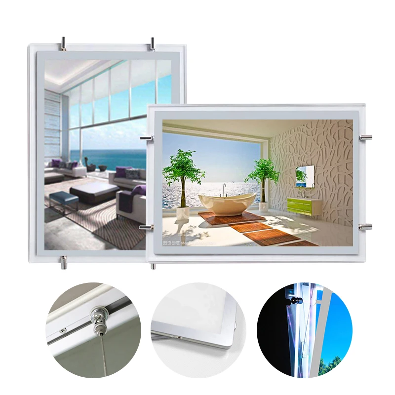 2022 Crystal Led Menu Board Crystal Light Box A3 Slim Led Frame Poster Lightbox For Real Estate Agent
