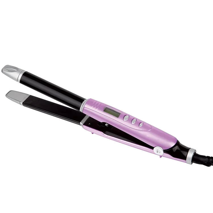 
2 In 1 Hair Straightener Iron Ceramic Hair Straightening Curling Crimper Mini Flat Iron Styler 