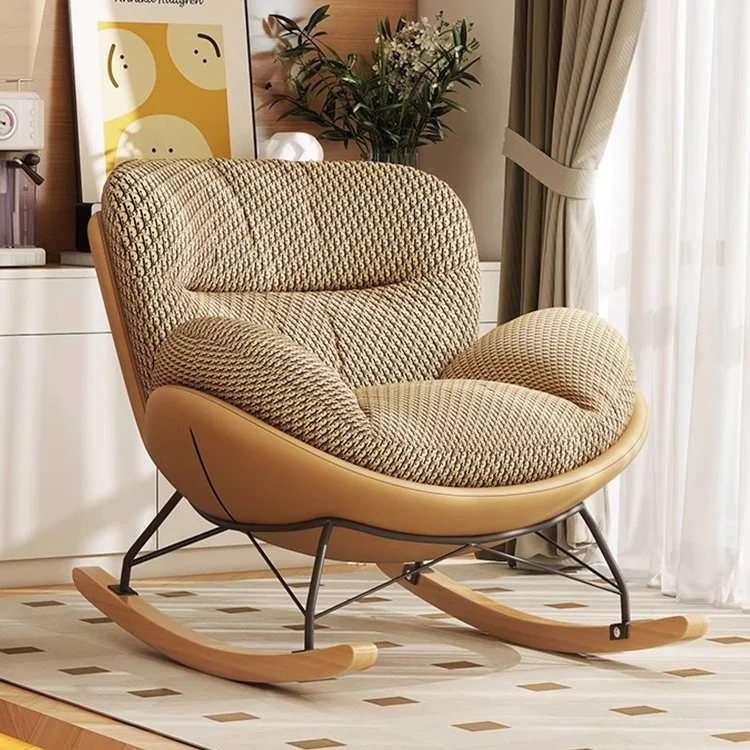 Rocking Chair Egg Luxury Nordic Modern Gold Wood Fabric Sets Velvet Waiting Home Furniture Living Room Lounge Sofa Accent Chairs