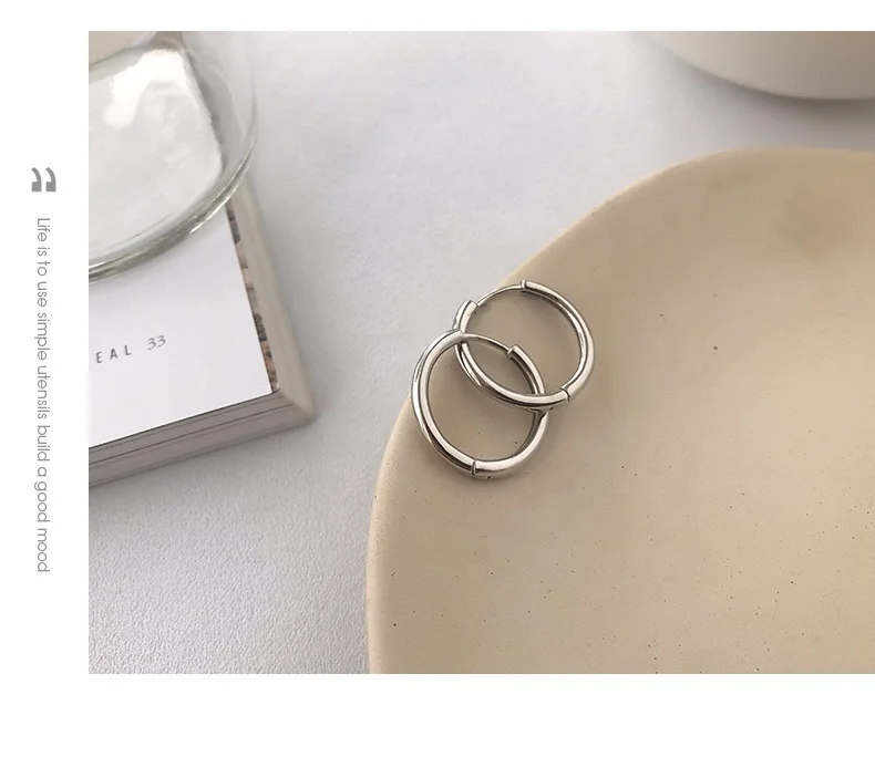 Classic Multiple Sizes Fashion Large Rhodium Plated 925 Sterling Silver Big Hoop Earrings