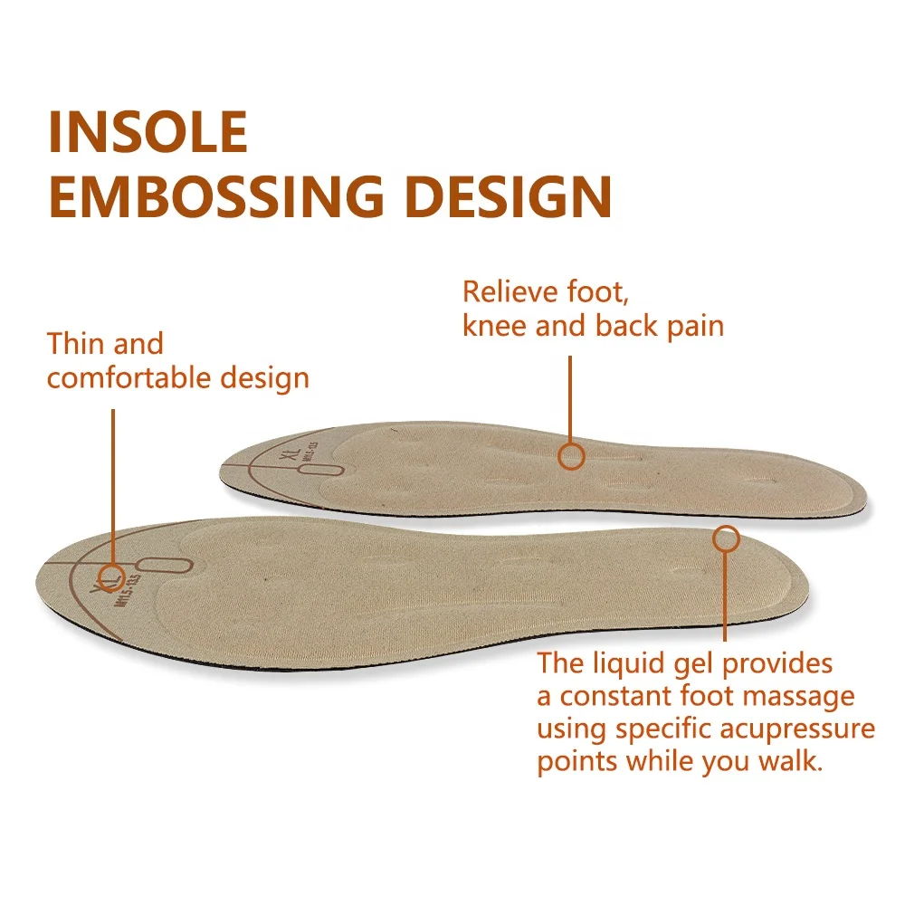 Factory Wholesale Liquid Gel Massaging Cooling Insoles Massage Glycerin Filled Liquid Insoles
