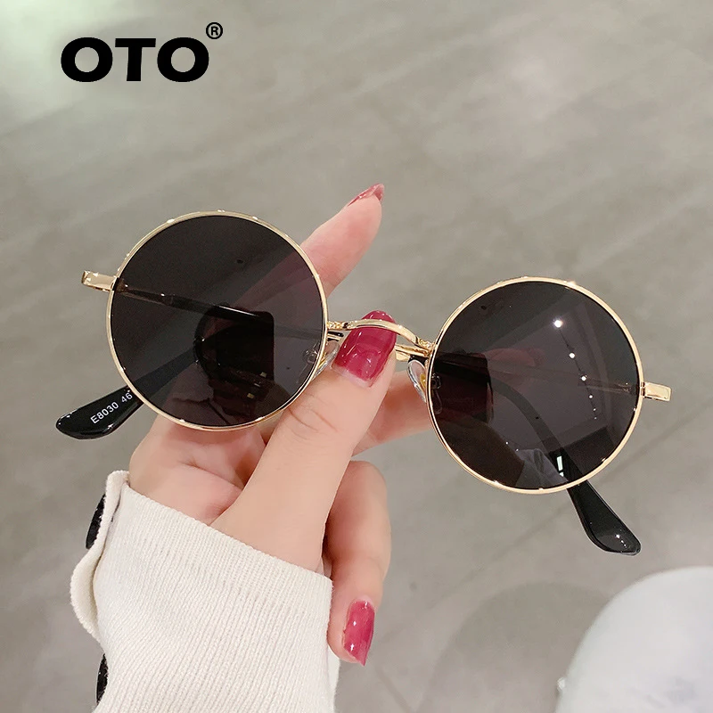 OTO trendy unisex circle fashion sun glasses women punk round metal uv400 polarized sunglasses