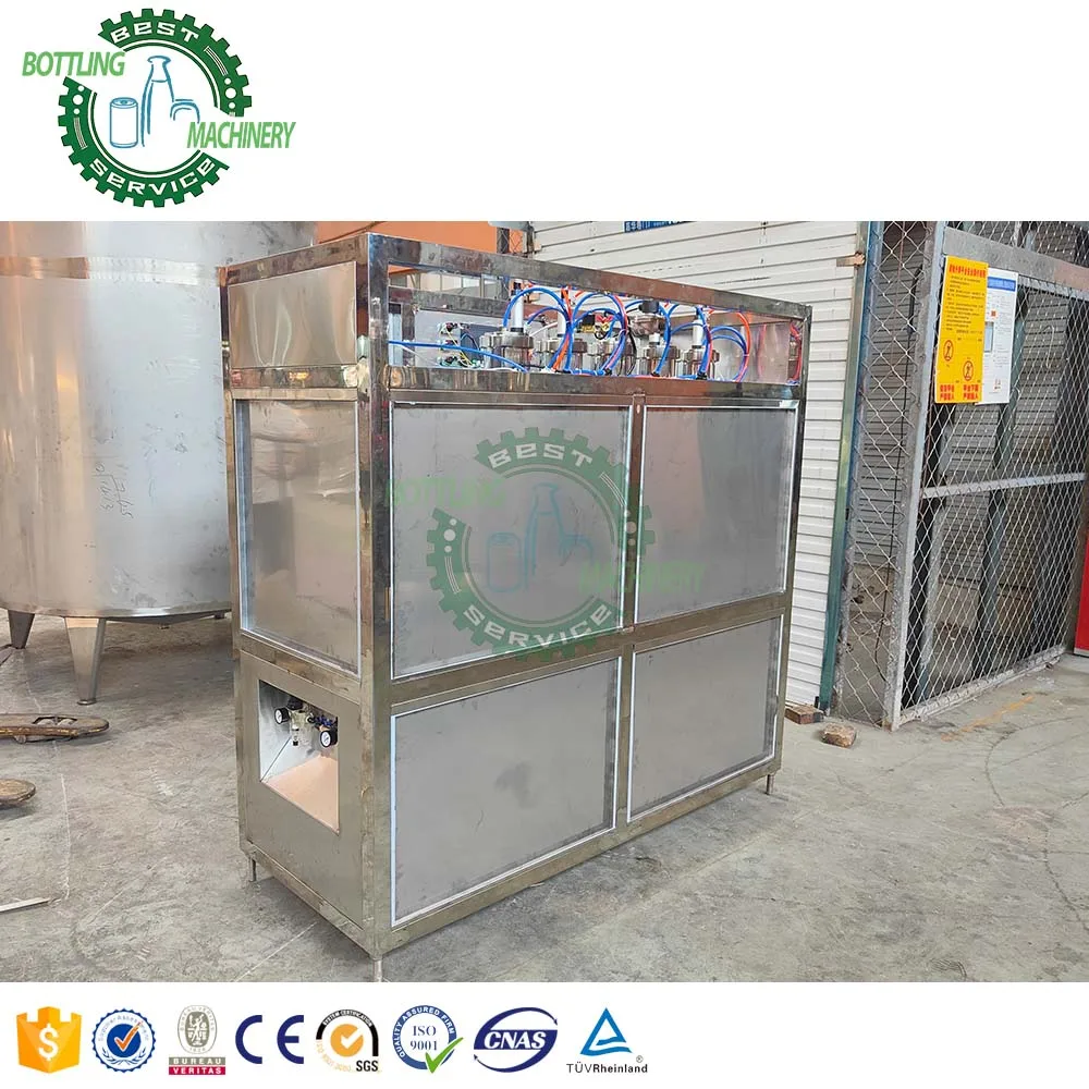 Integrated Semi automatic carbonated soda water beverage foaming wine Sparkling aluminium pop Can filling sealing equipment