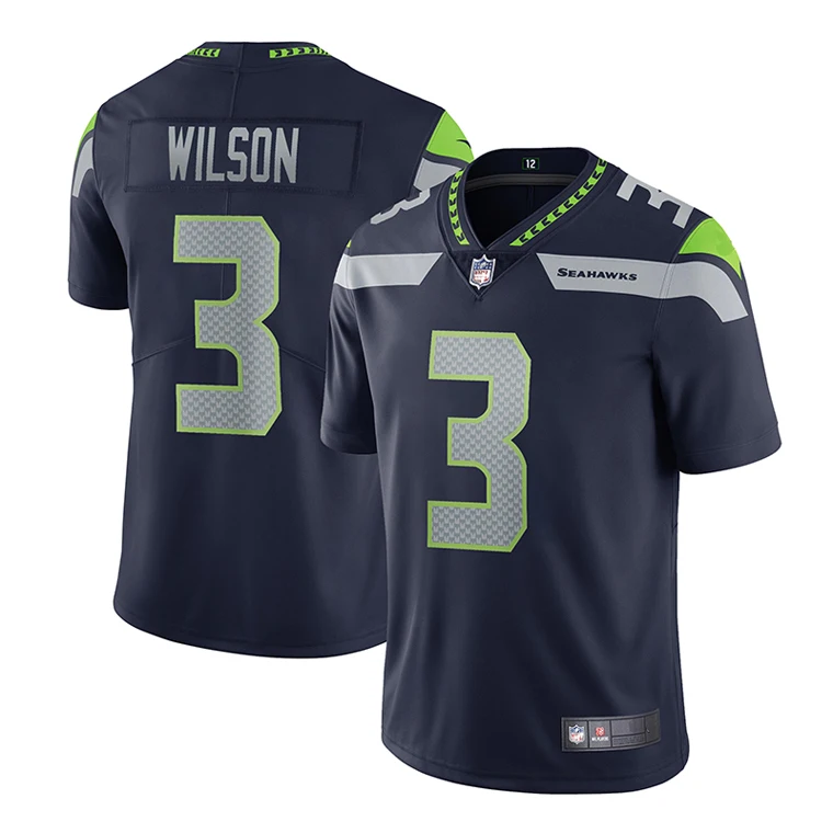 Cheap high quality  #3 WILSON #12 FAN american football wear rugby jersey uniforms