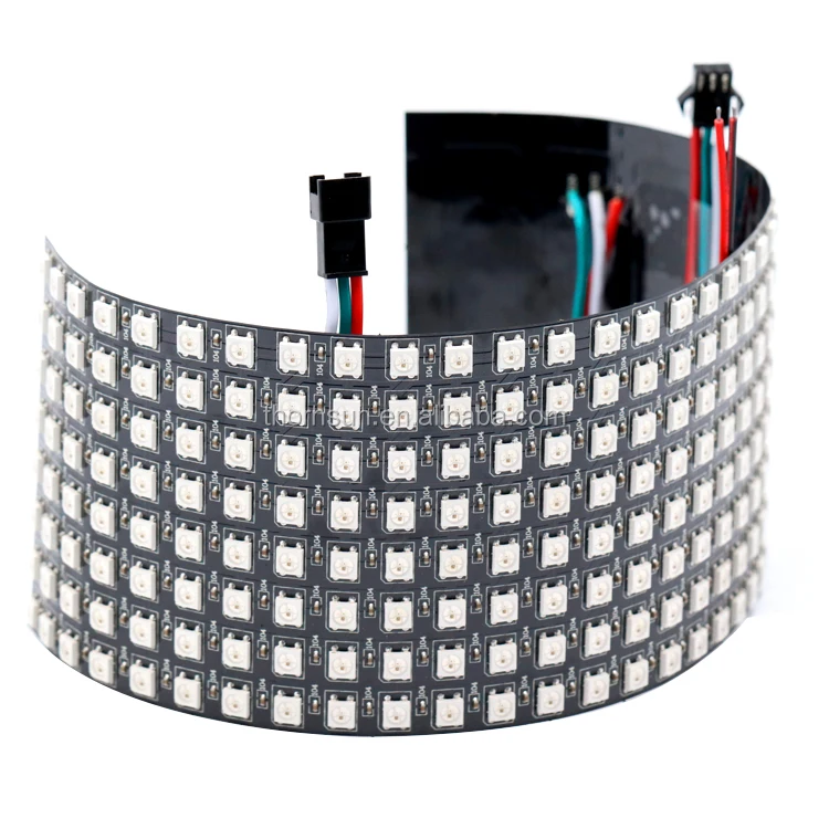 black pcb 8x32 pixel pitch 10mm, RGB ws2812 flexible led dot matrix
