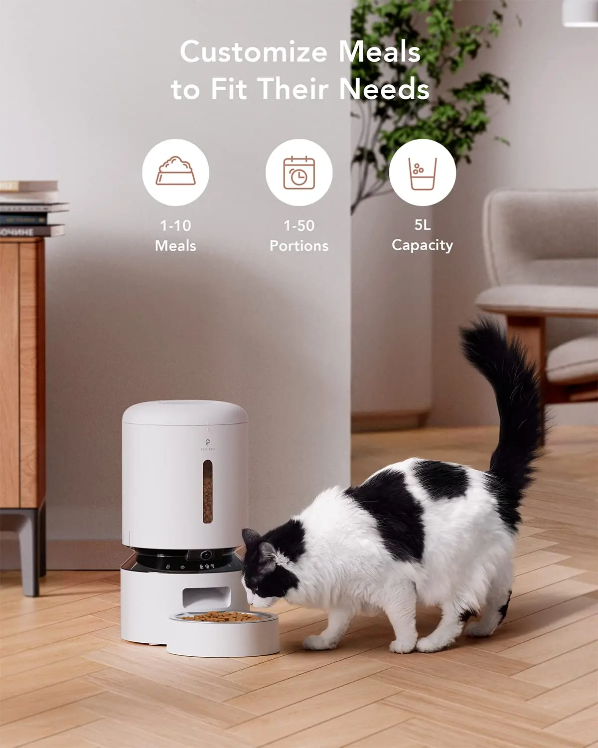Auto Cat Pet Dog Feeder with Camera 1080P HD Video Night Vision 5G WiFi 2-Way Audio Low Food Blockage Sensor Motion Sound Alerts