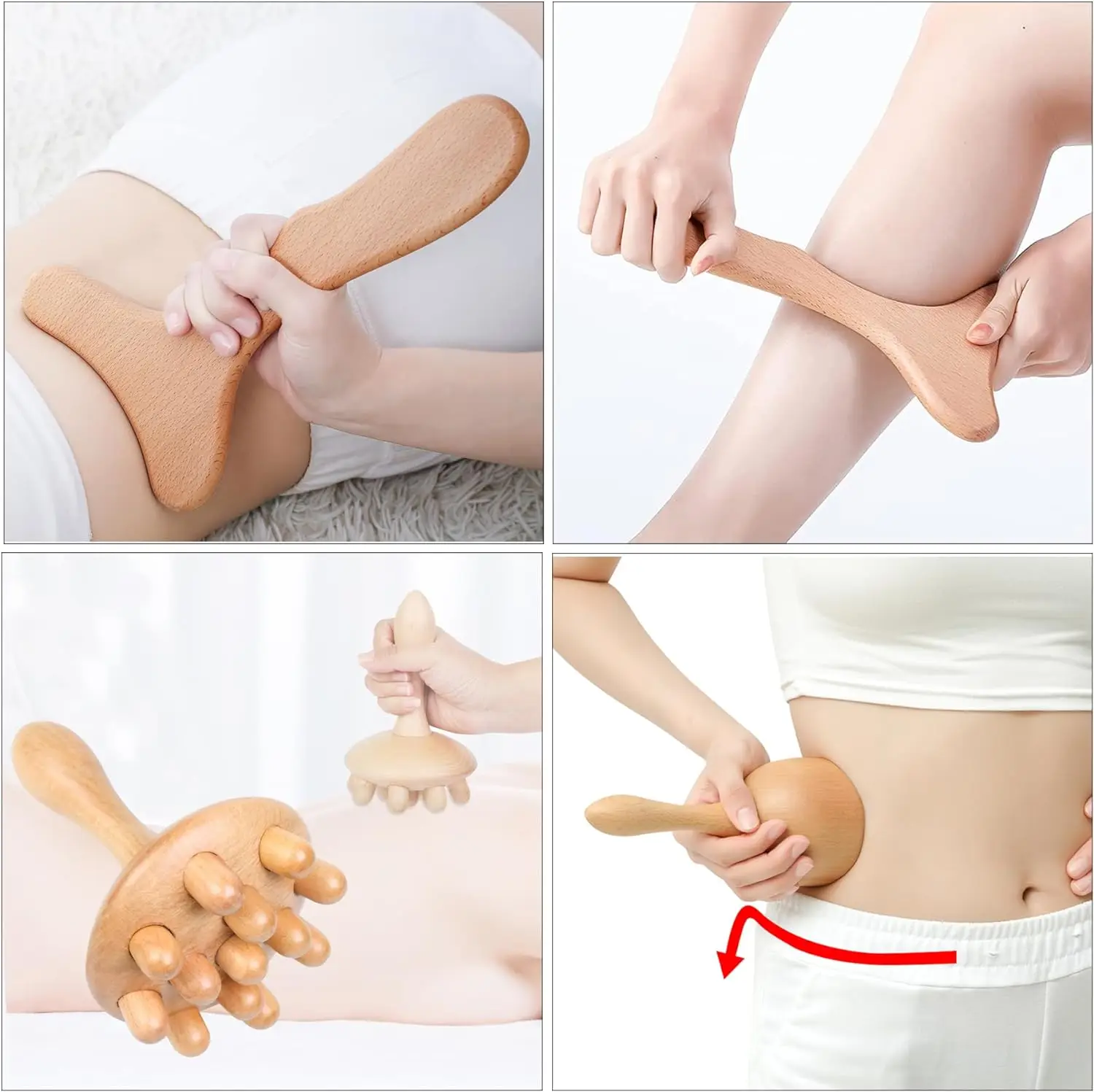 Wooden massage Stick Gua Sha Scalp Cellulite Body Foot Back Wood Massage Roller Wood Therapy Massage Tools