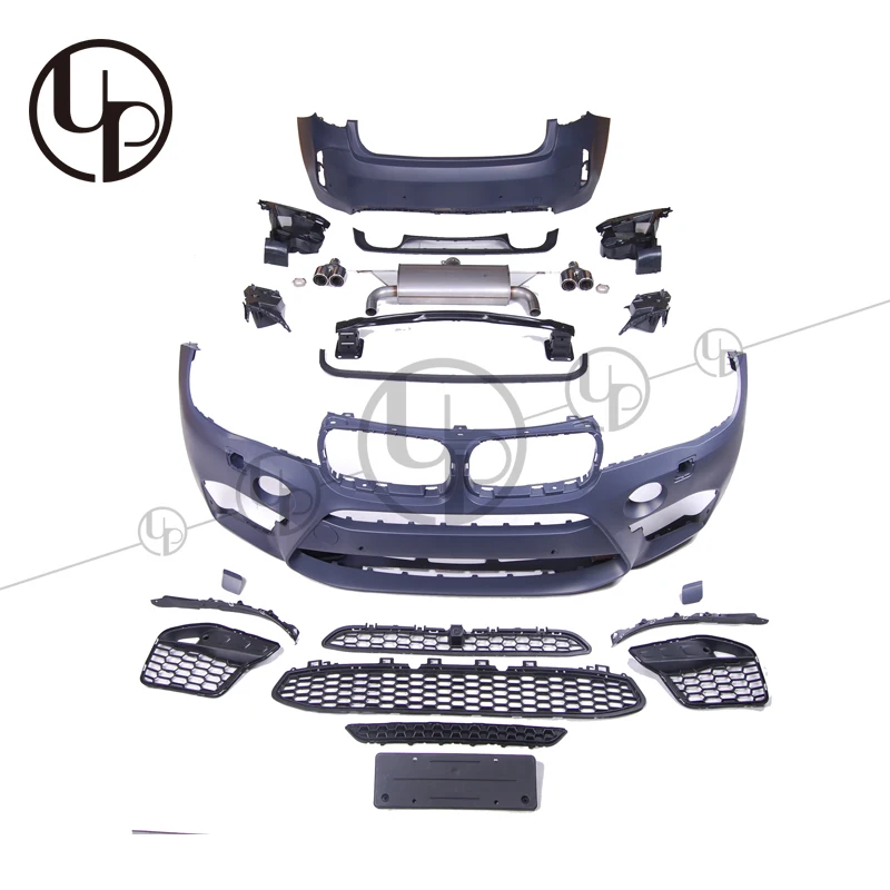 X6 F16 M6 style BODYKIT with Car Parts Front Bumper Rear Bumper Muffler Tips Side Skirts Over Fenders Vent Grille Auto System