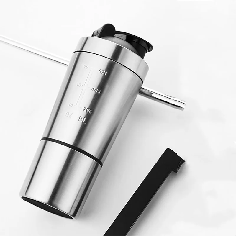 20Oz Sports Water Bottle Fitness Gym Powder Protein Shaker Cup Stainless Steel Shaker Bottles Bottle Water Plastic