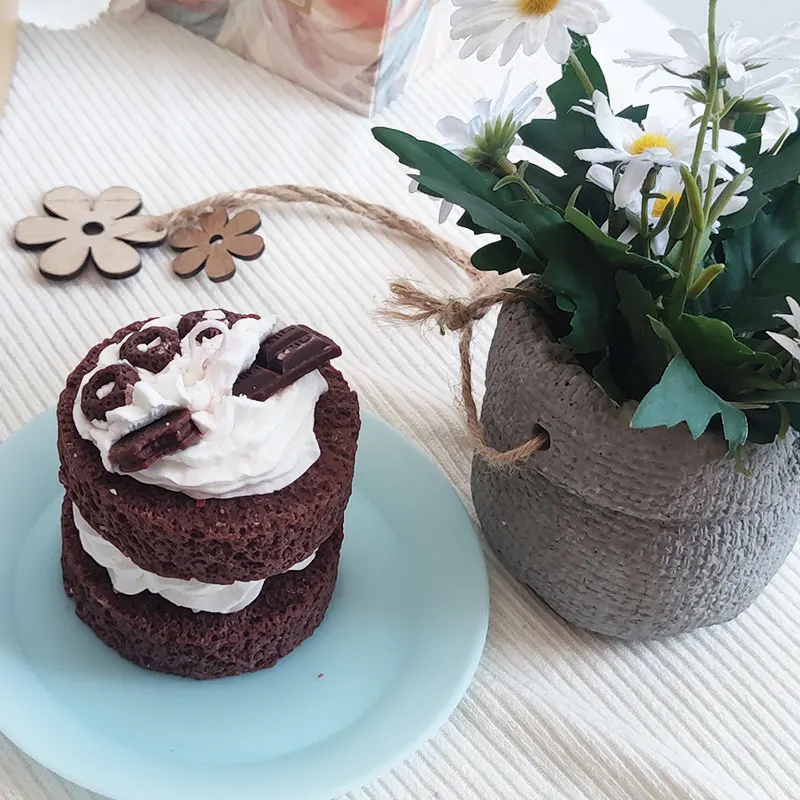 Wholesale Soy Wax Candles Delicious Birthday Cake Chocolate Double Layer Candles Wedding For Guest