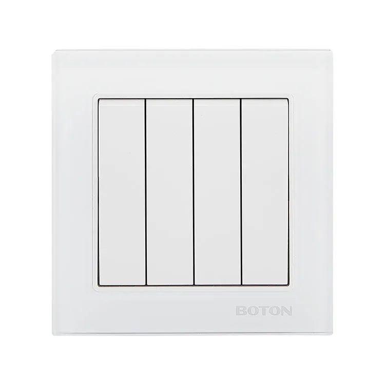 4 Gang Rocker Switch Single Pole Switch Black Glass Panel Light Power Wall Switches