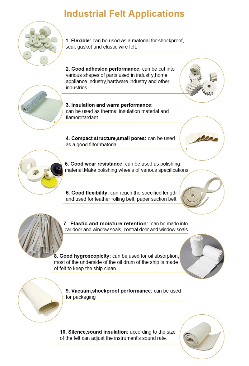 6 mm-25 mm 100% Merino Wool Felt Eco-friendly For Industry