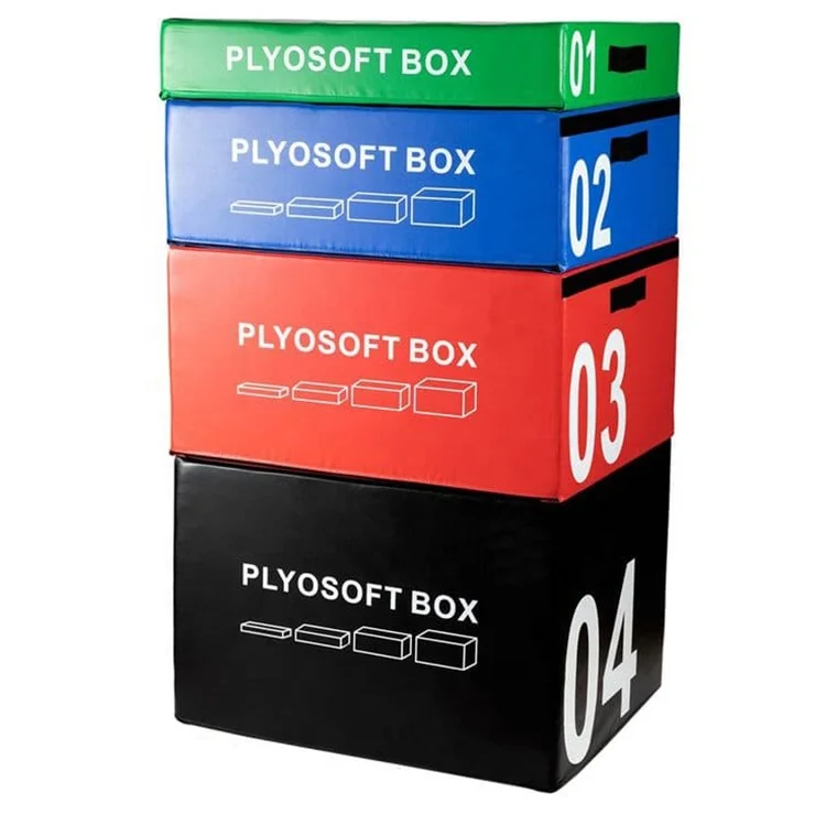 Fitness Plyometric 4 in1 Jump Box Anti Slip PVC Heavy EPE Foam Stackable Soft Plyo Box Set
