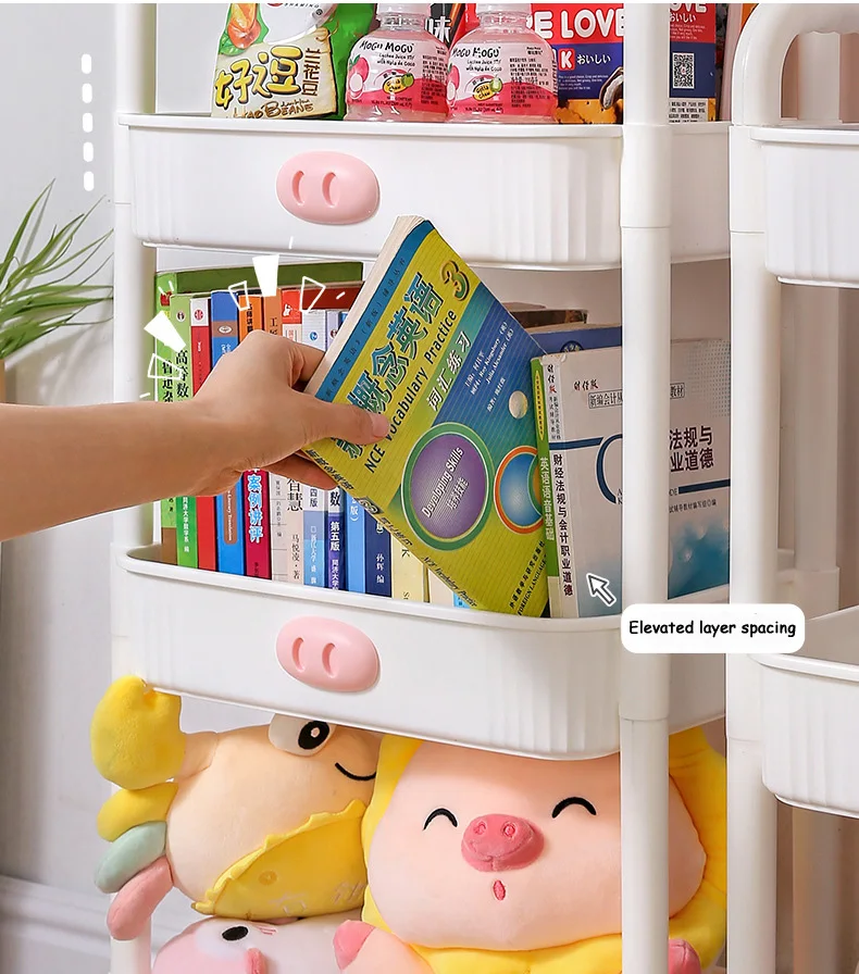 3 Tiers Kitchen Removable Plastic Storage Organizer Racks Home Book Snack Small Storage Trolley