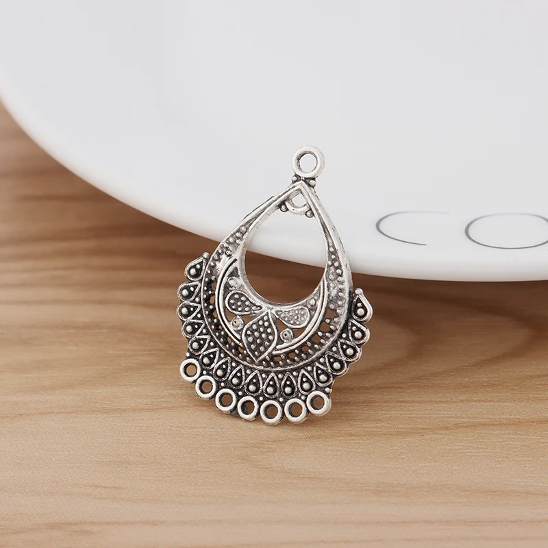 Tibetan Silver Earring Chandelier Multi Strand Connector Charms Pendants for Jewelry Making Accessories 36x25mm