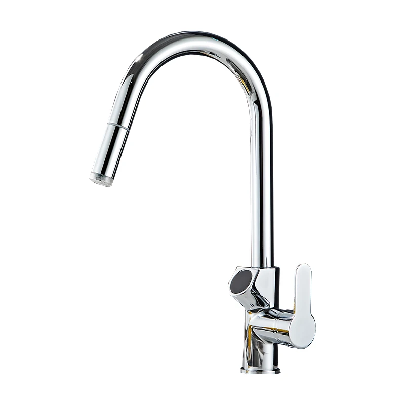 2022 New kitchen pull-out pull down faucet LED display hydroelectric power Thermochromic faucet spout