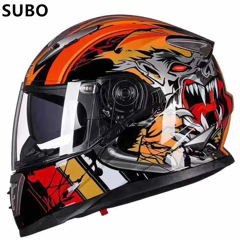 SUBO Cool design skull viking graffito style ABS material cycling light motocross motorcycle helmet