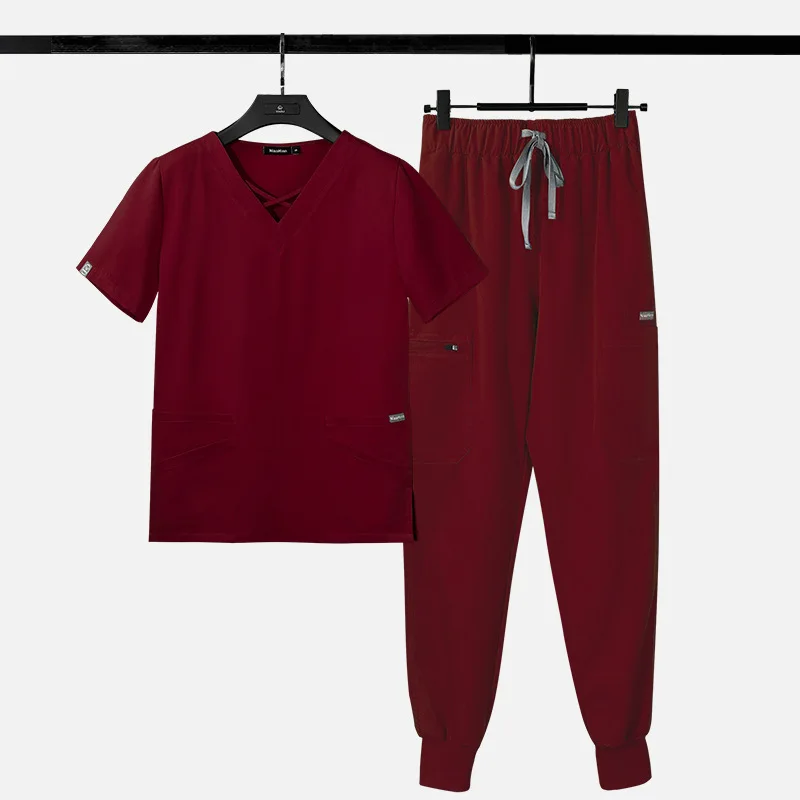 2023 Customized Logo Short Sleeved Surgical Suit Doctors Zipper Scrubs Uniforms Sets Nursing Hospital Uniforms Wholesale