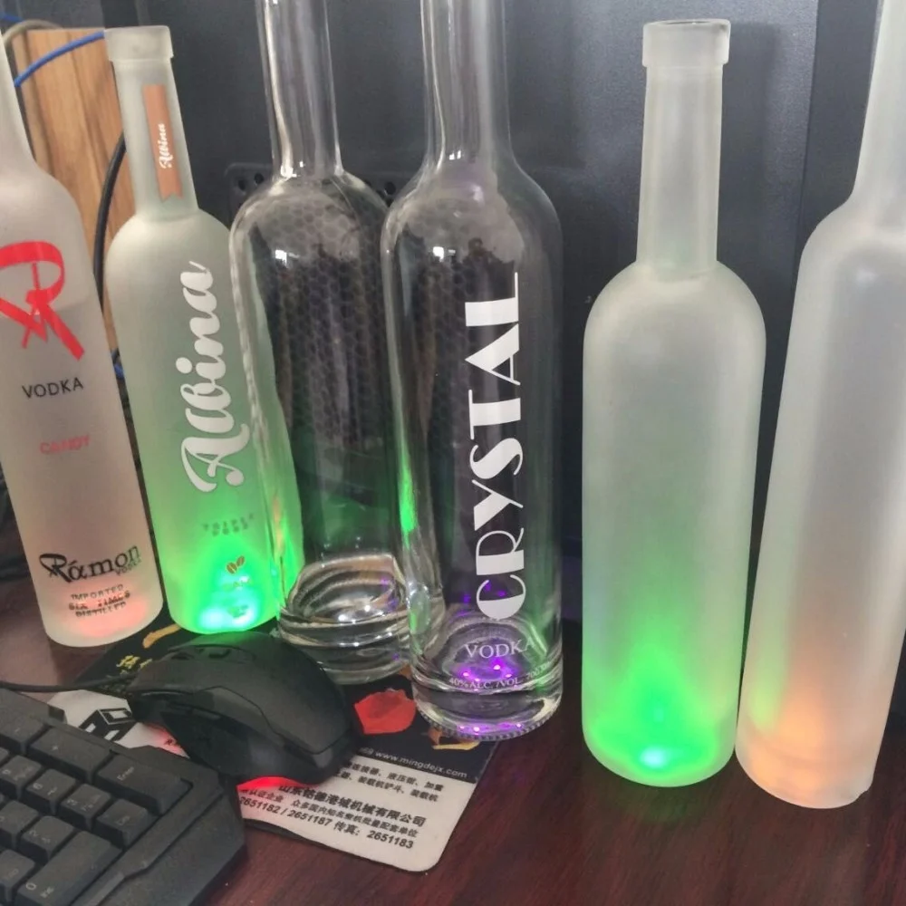 High End 75cl стеклянные алкогольные бутылки печать алкоголя Алкогольная бутылка с светодио дный светильник