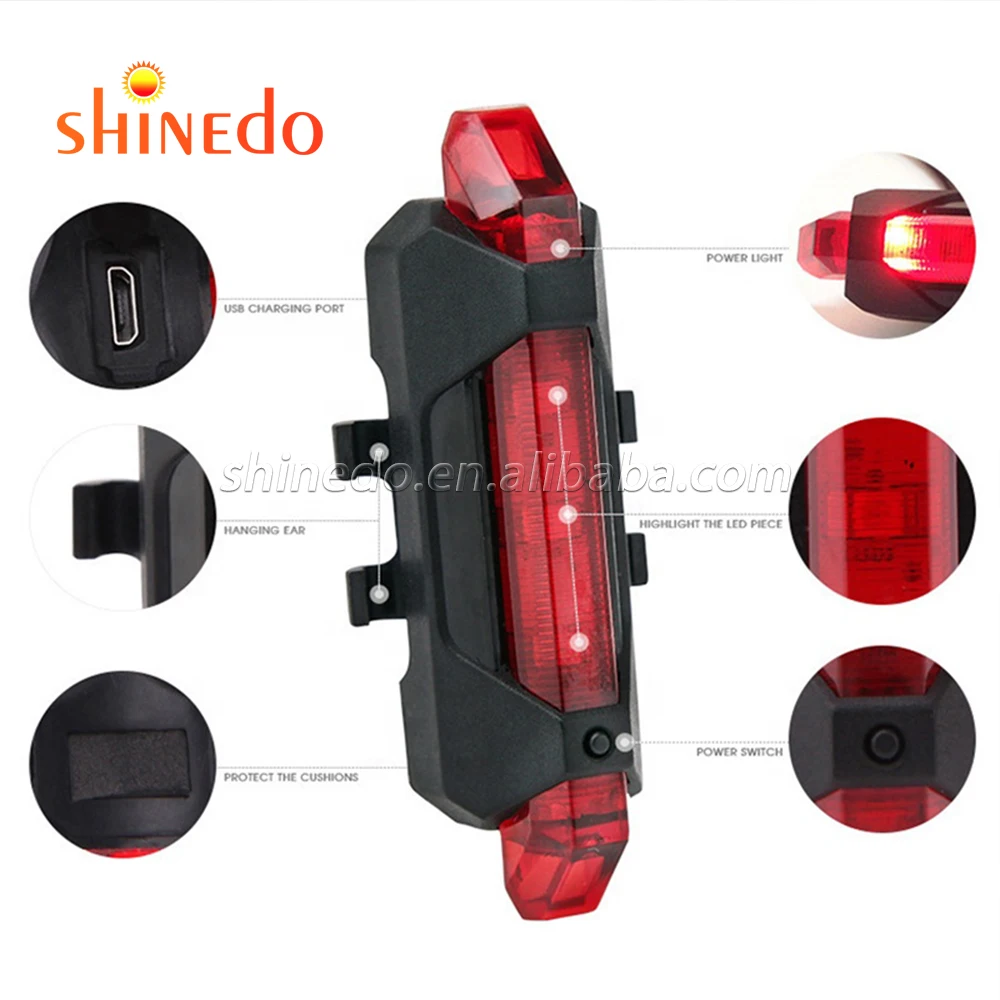  Hot Selling Ip65 Waterproof Usb Rechargeable Bike Rear Light Bright Bicycle