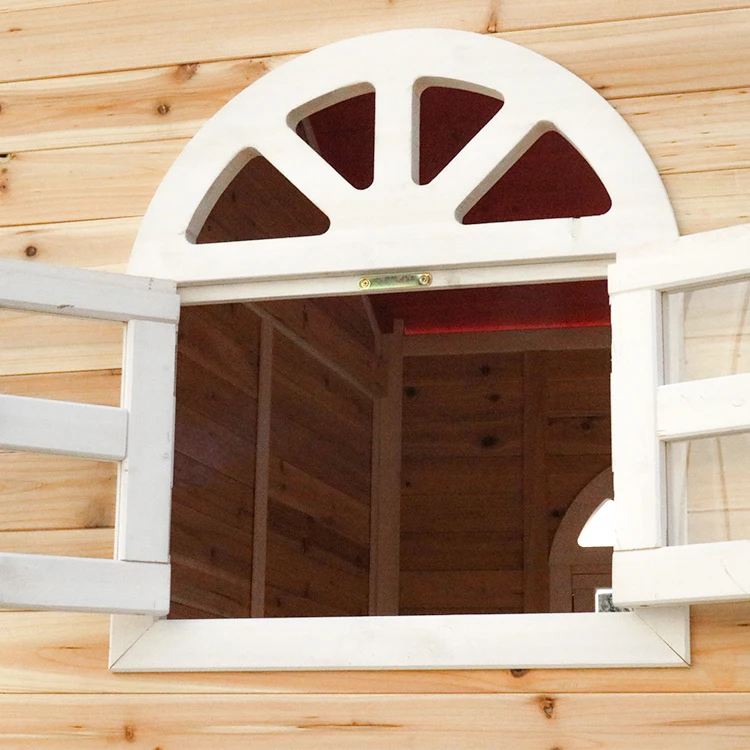 Backyard Outdoor Wood Playhouses Kids Cubby House with Slide and Climbing Wooden Custom Wooden House for Children Hemlock Spruce