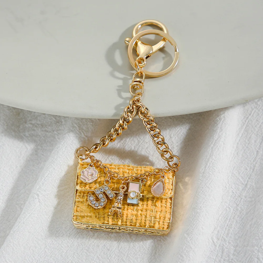 Korean Crystal Rhinestone Handbag Shape Keychain Keyring Lanyard Llavero Sparkling Purse Bag Charm Crystal Rhinestone Keychain