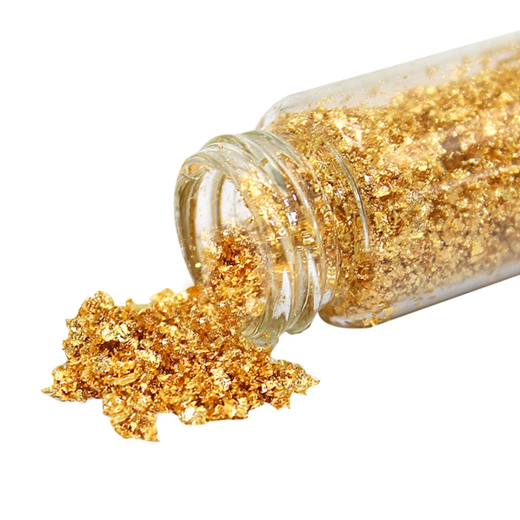 0.1gram/bottle 24k Edible Gold Leaf Flakes Gold Foil Dust For Cake Ice Cream Dessert Food Decoration And Skin Care