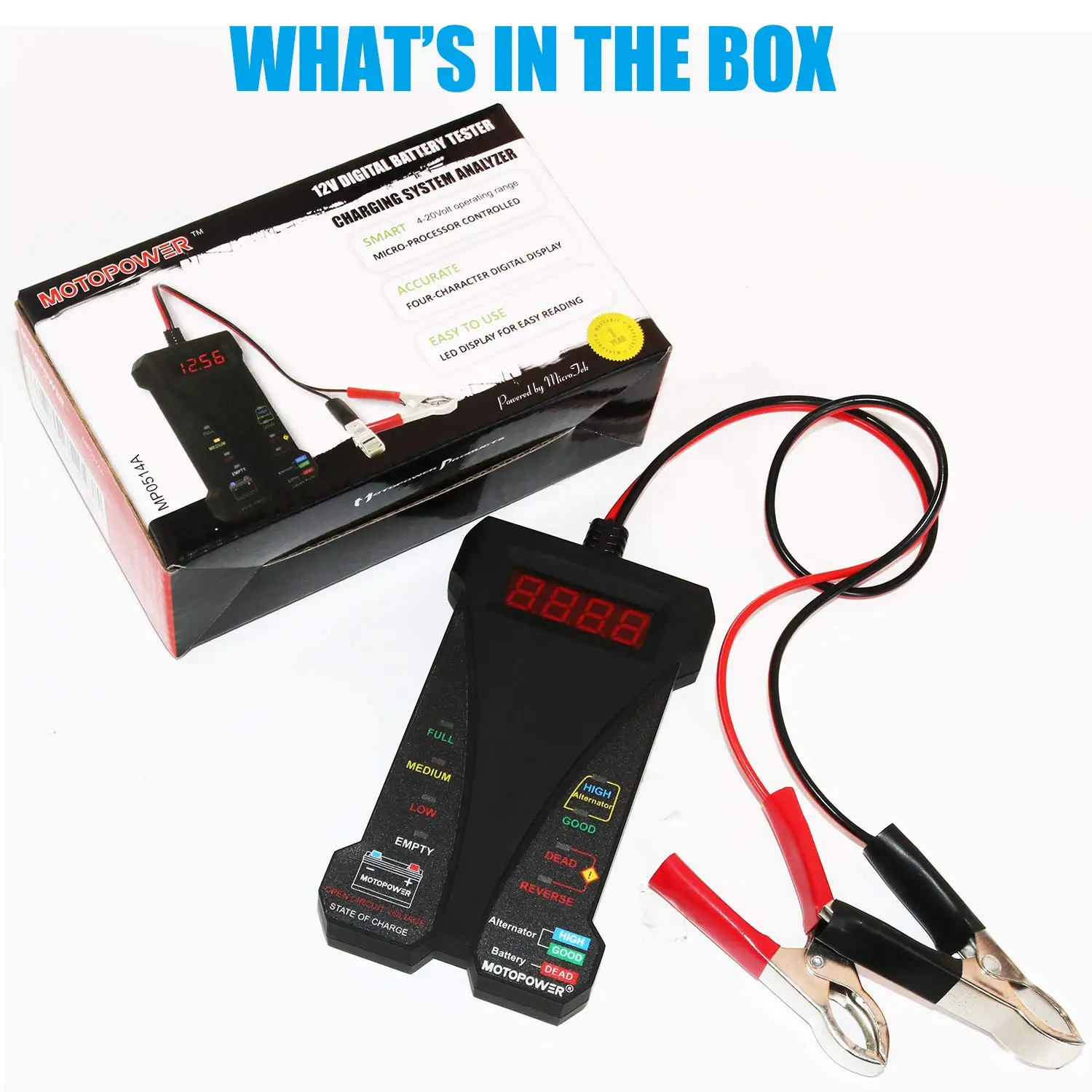 12V digital car battery tester voltmeter and charging system analyzer with LCD display battery analyzer