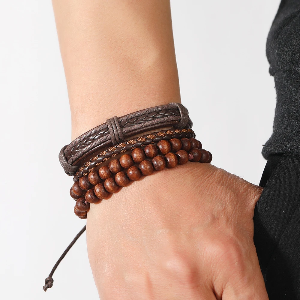 New fashion men Jewelry Personalized Woven Multi-layer Bracelet sets Simple beaded men Bracelets