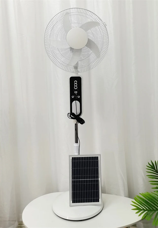 16 inch Rechargeable standing fan 12V AC DC Solar Energy with solar panel and led night light